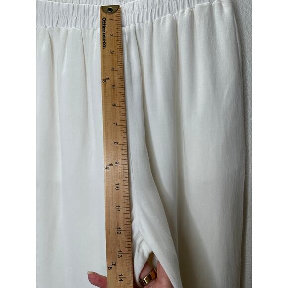 Acoa Off White Elastic Waist Pocketed Lined Flowy Pant XS - Picture 14 of 16